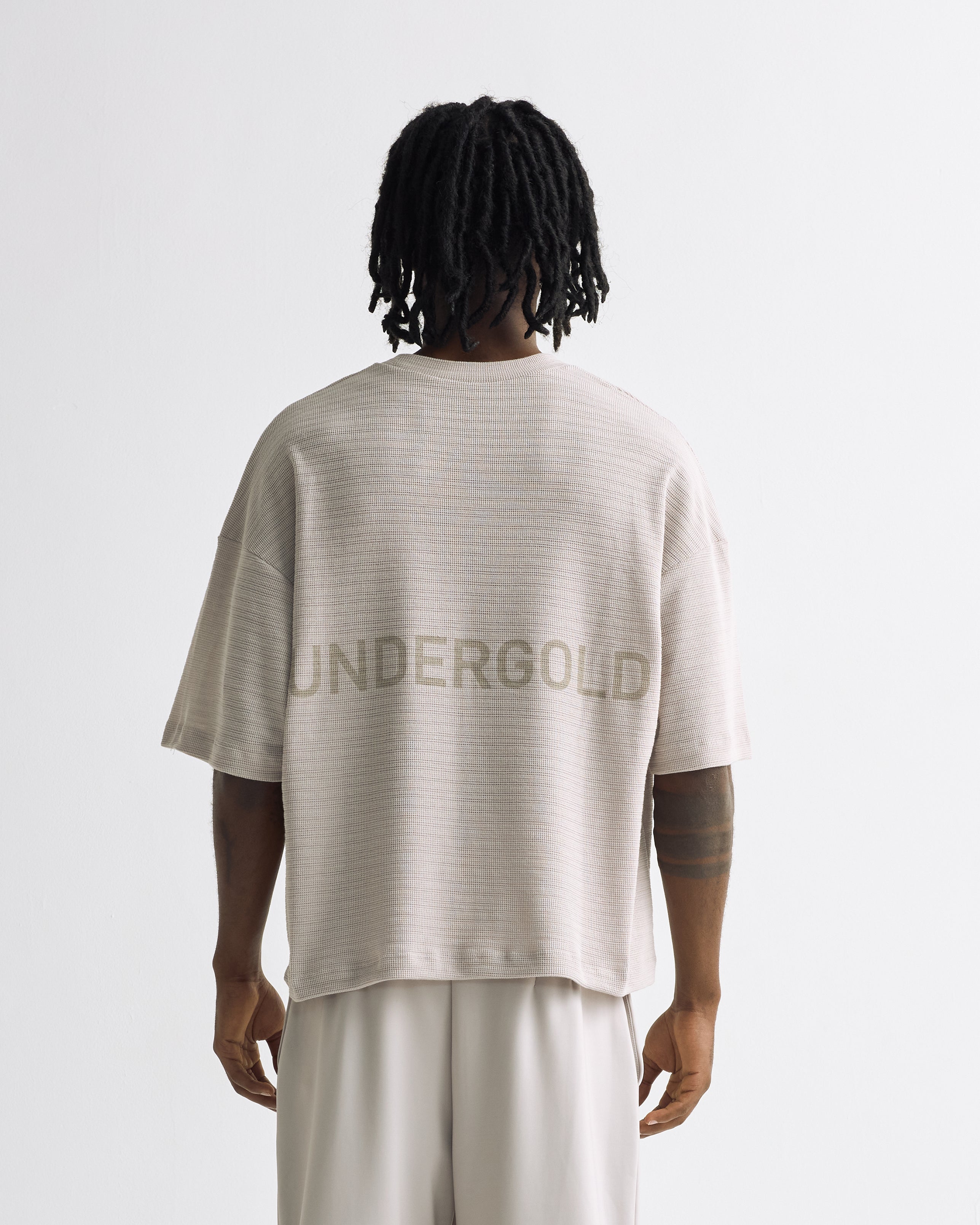 Basics Logo Textured Boxy Tshirt Taupe