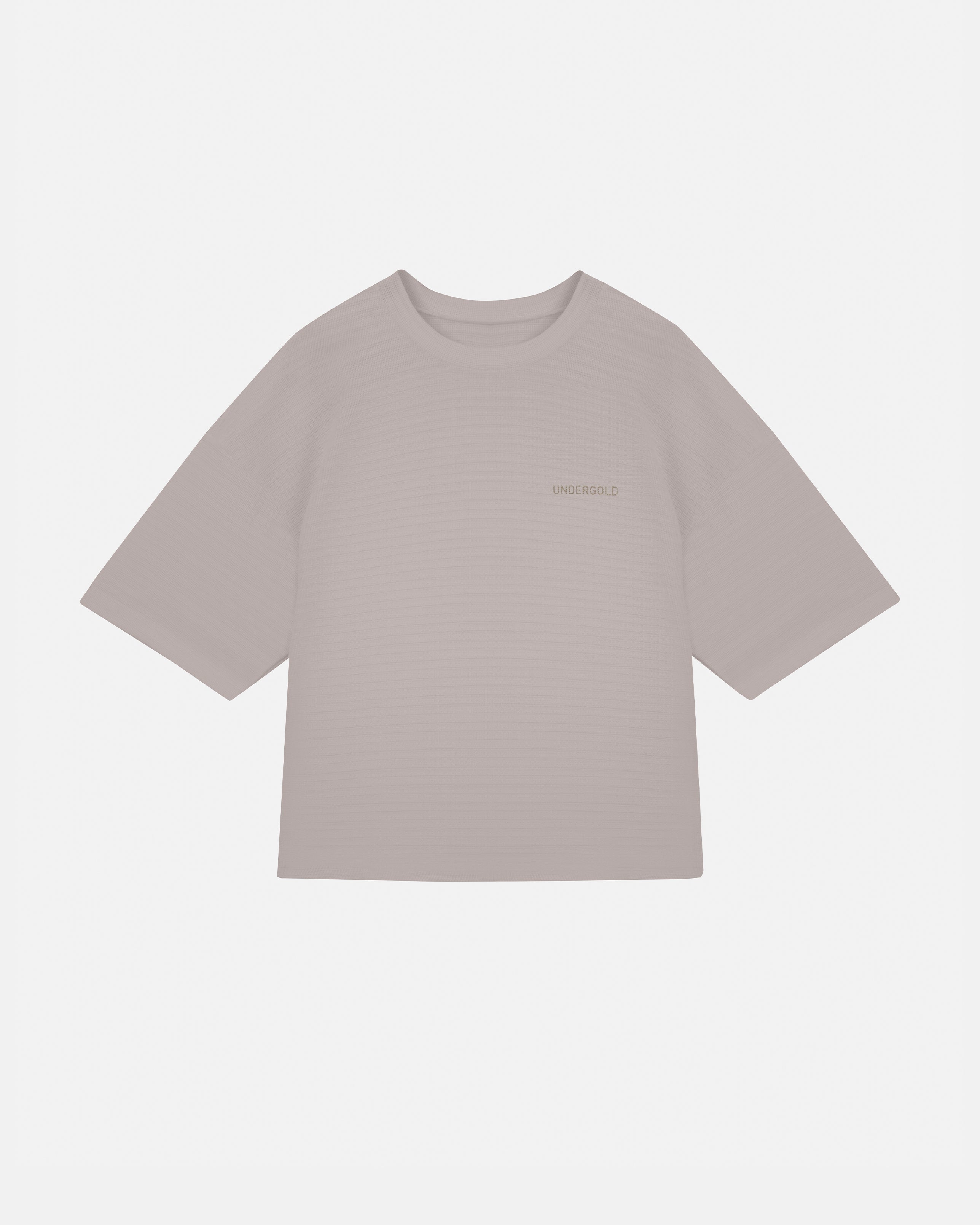 Basics Logo Textured Boxy Tshirt Taupe