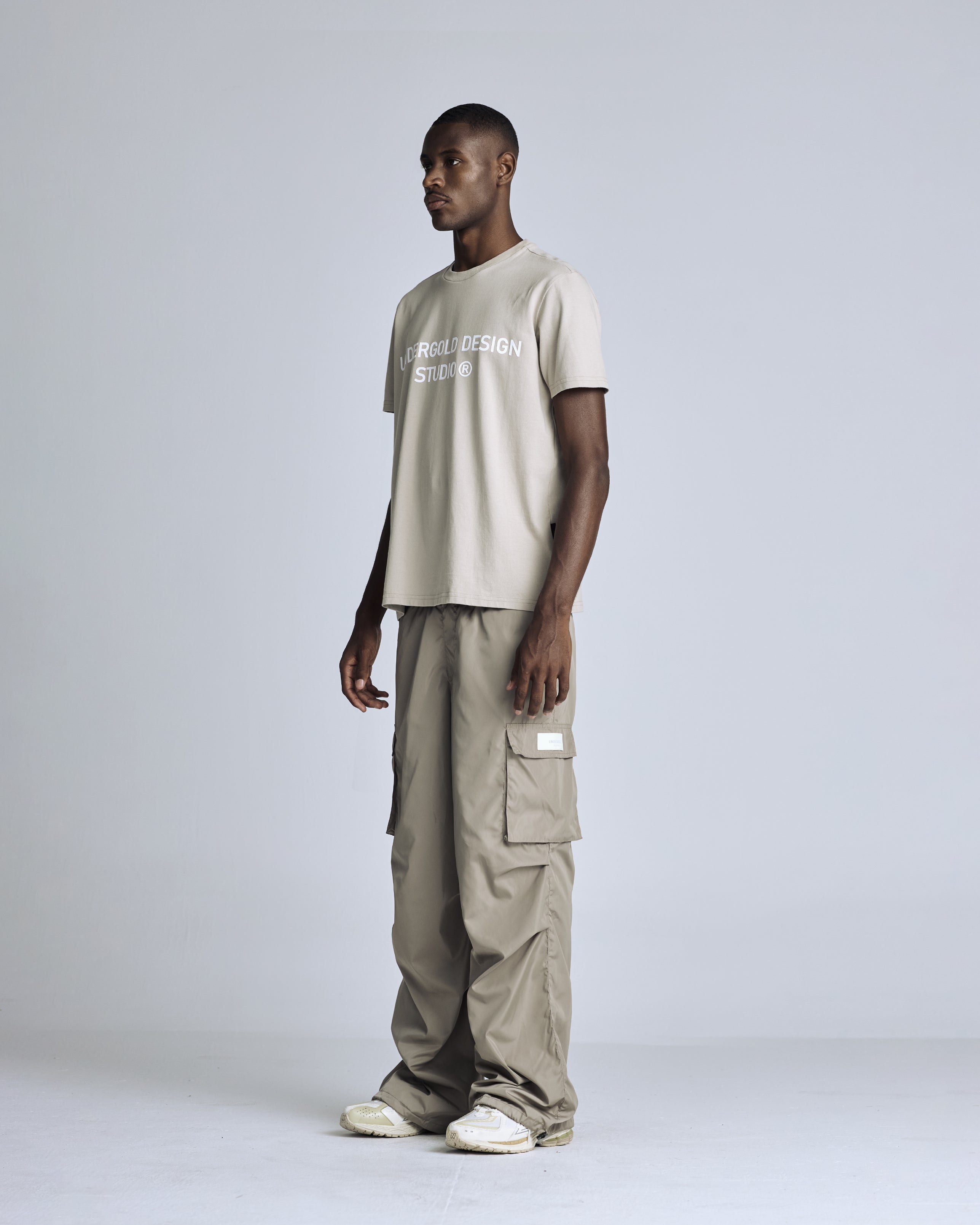 Basics Parachute Cargo Pants Cream