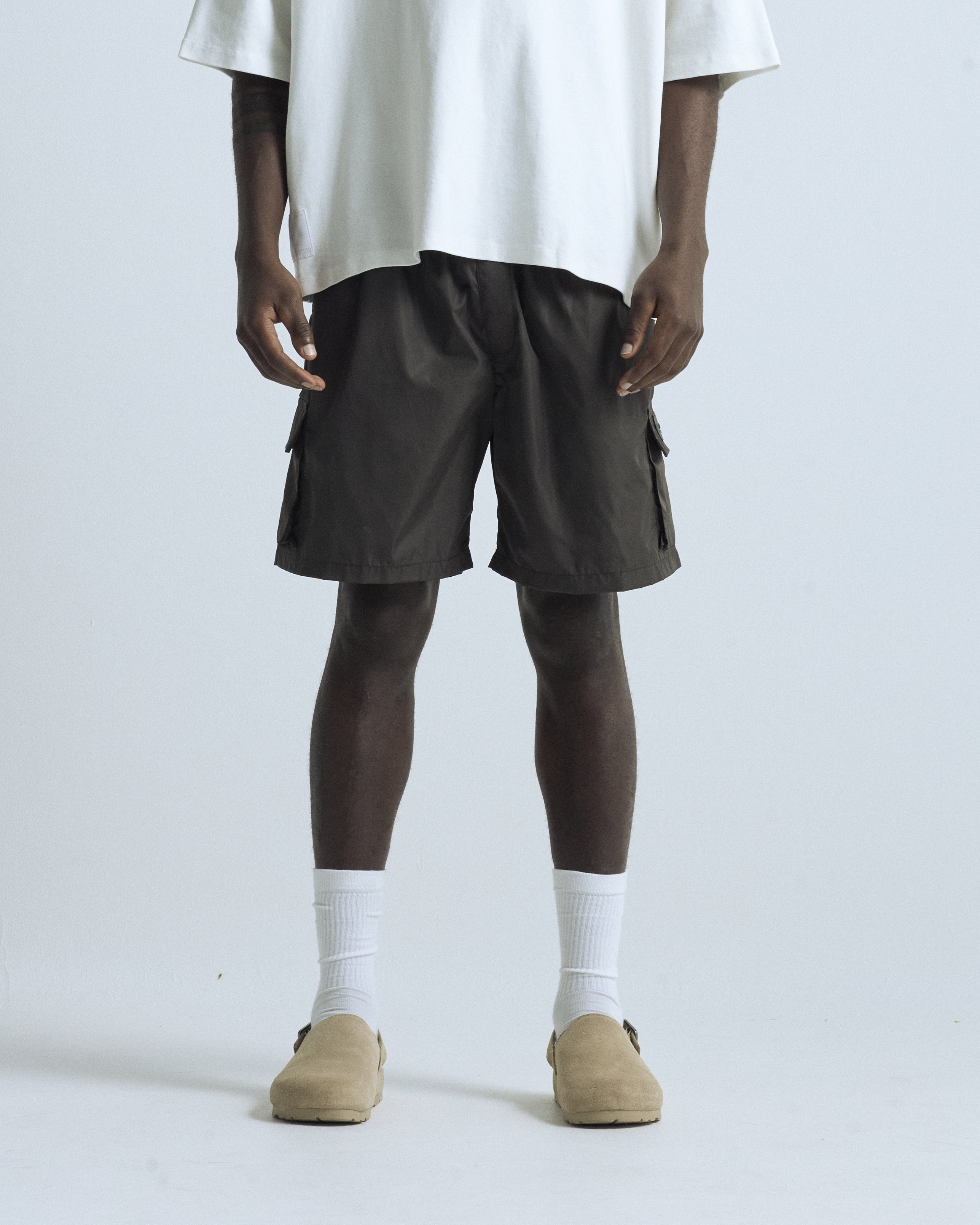 Basics Synthetic Cargo Short Brown