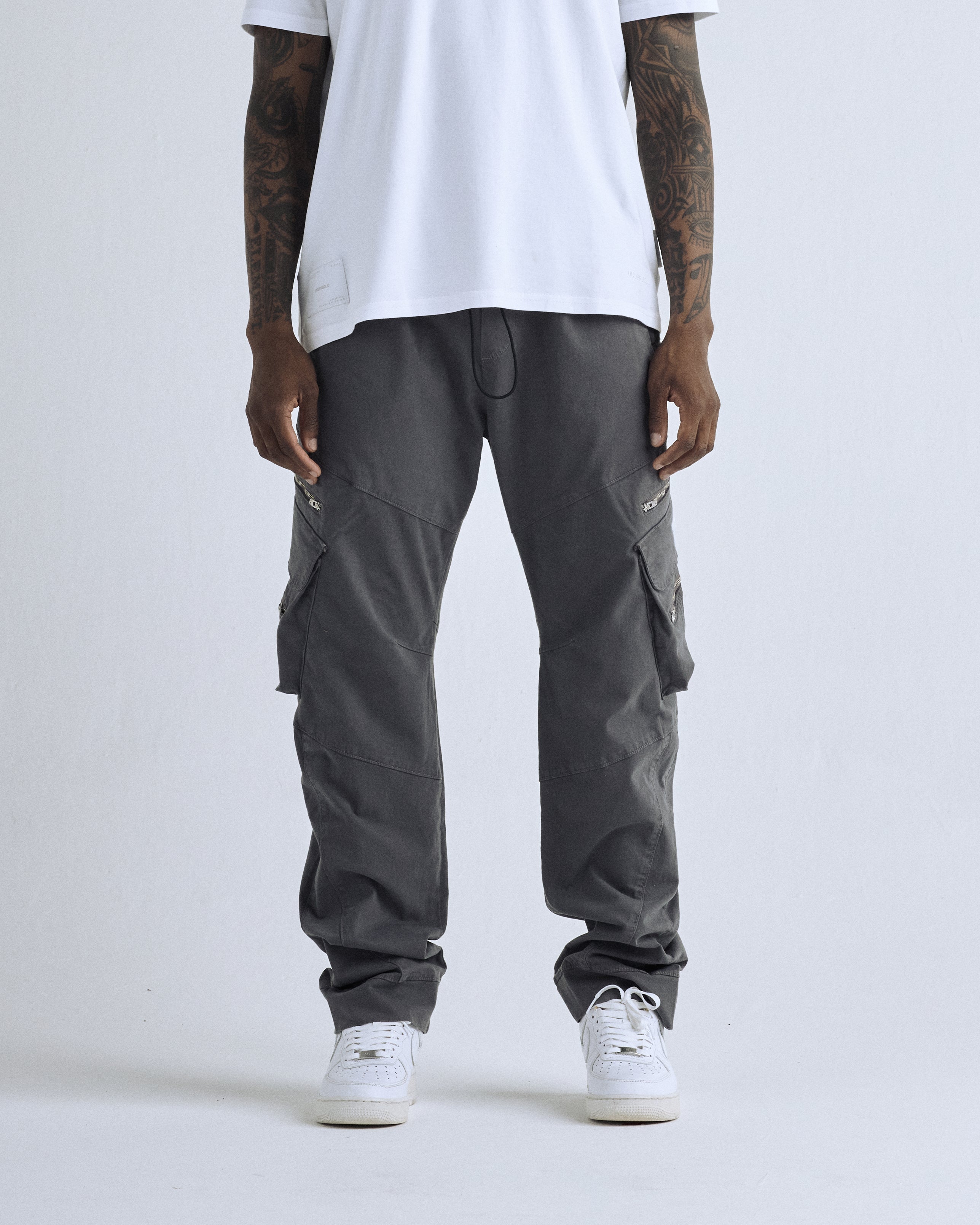 Basics Wide Cargo Pants Silver