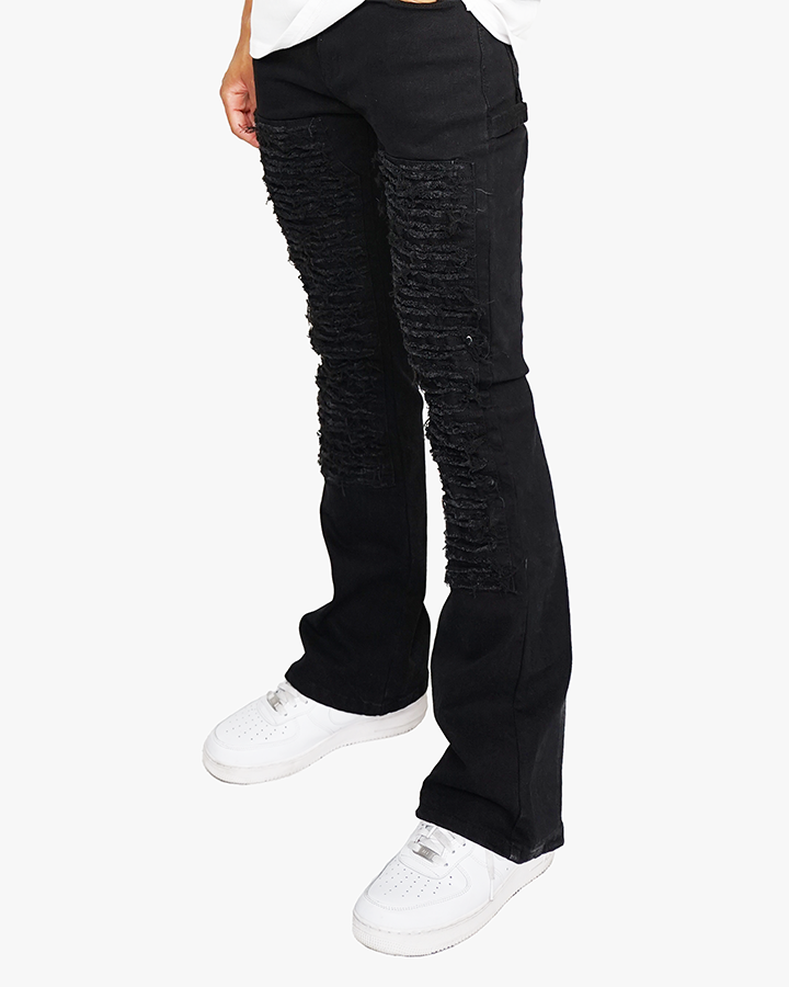 EPTM DISTRESSED CARPENTER FLARE PANTS-BLACK