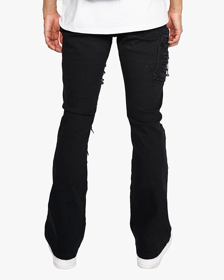 EPTM DISTRESSED CARPENTER FLARE PANTS-BLACK