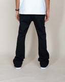 EPTM FRENCH TERRY SNAP FLARED PANTS - BLACK