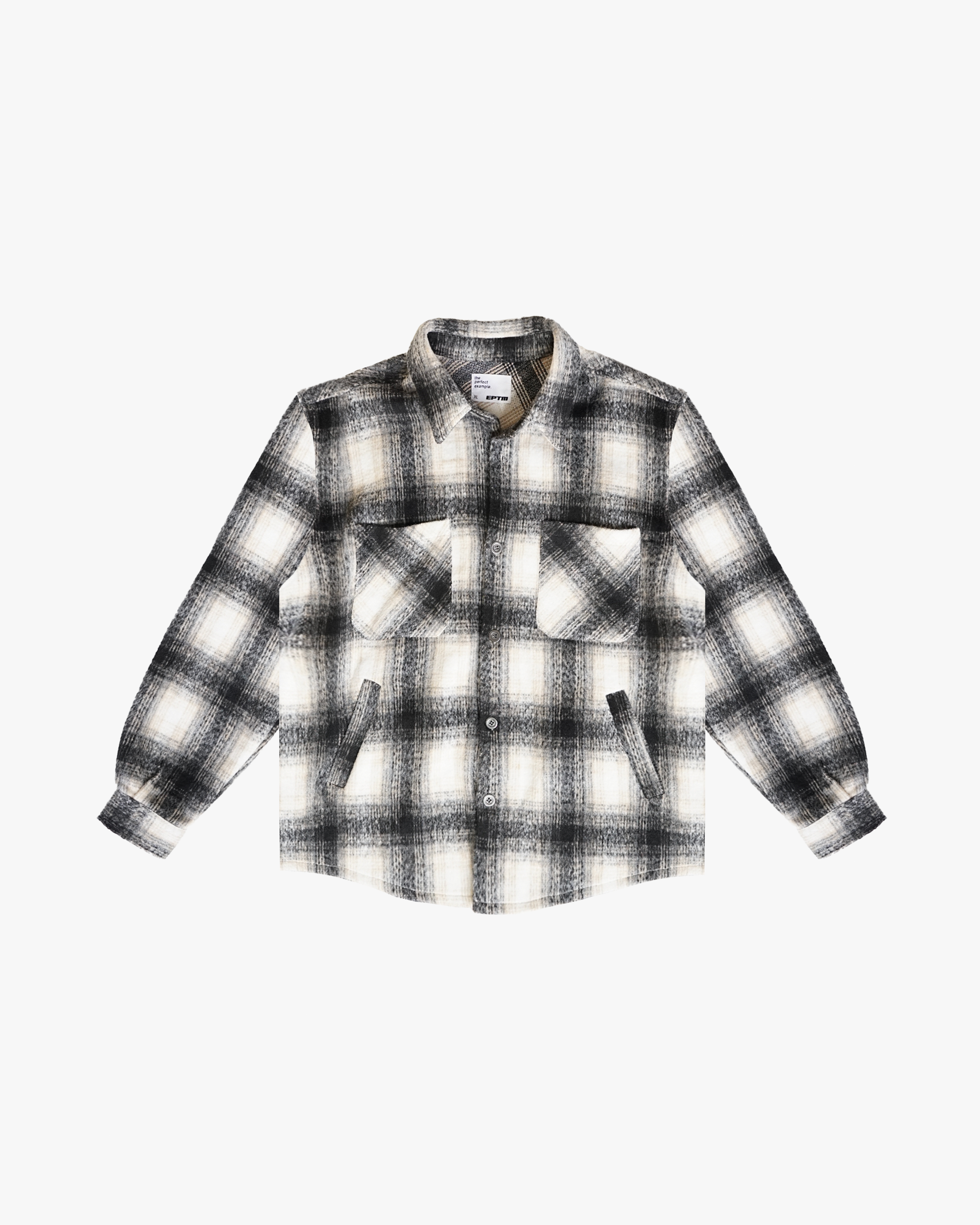 EPTM BIG N TALL SLIT FLANNEL SHIRT-BLACK/WHITE