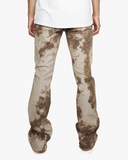 EPTM TIE DYED STACKED FLARE PANTS-KHAKI