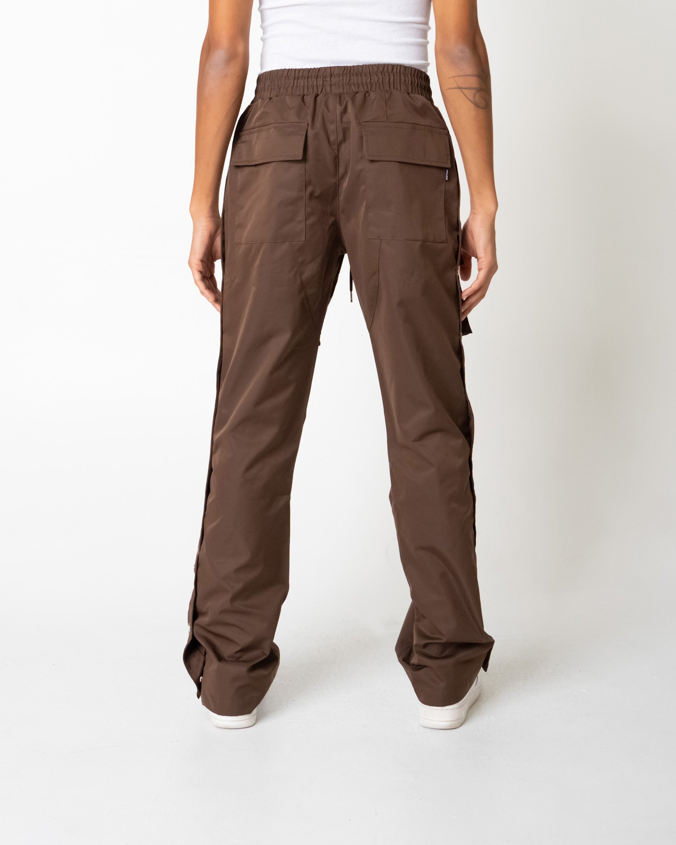 EPTM SNAP CARGO FLARED PANTS-BROWN