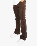 EPTM DISTRESSED CARPENTER FLARE PANTS-BROWN