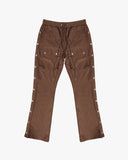 EPTM SNAP CARGO FLARED PANTS-BROWN