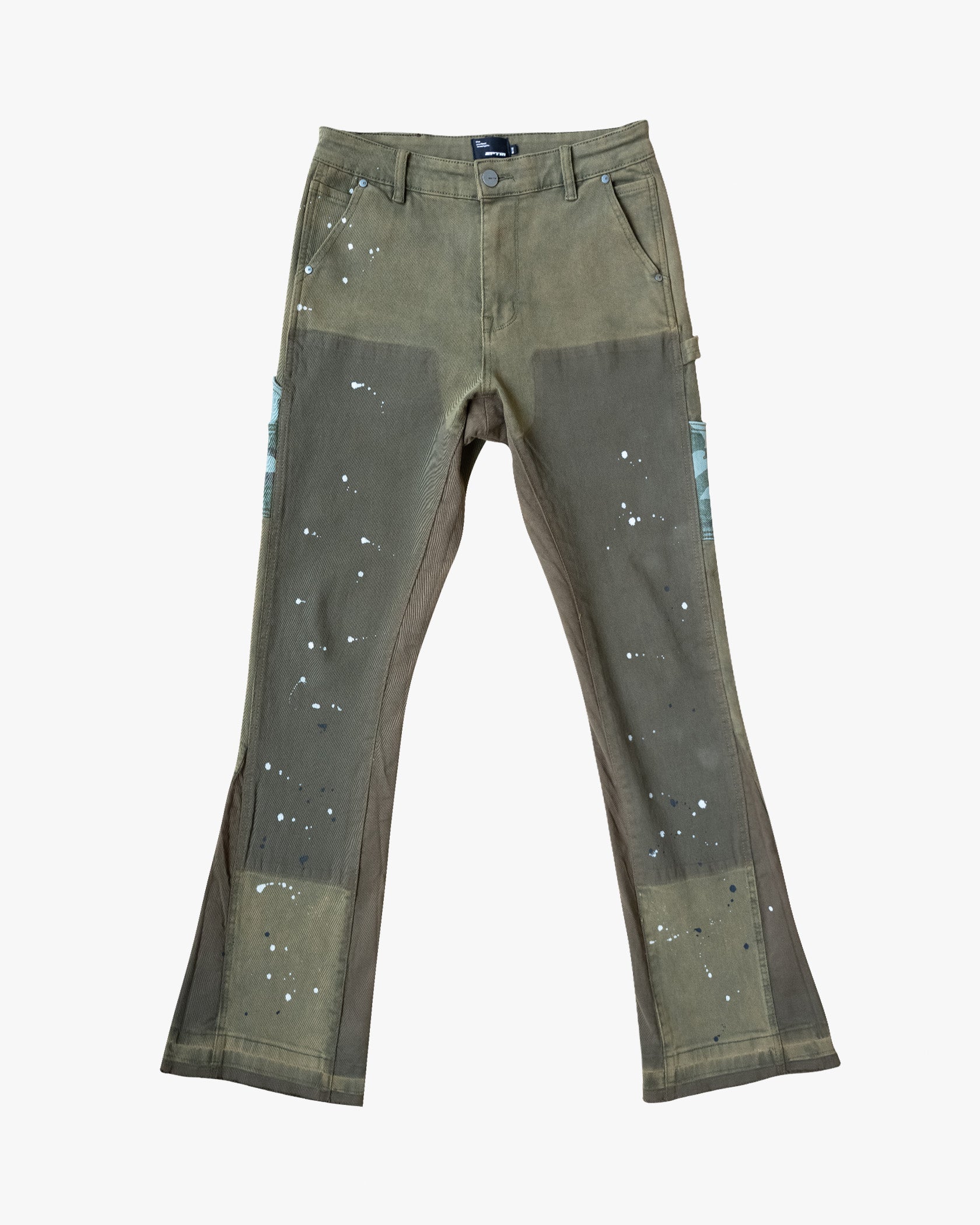 EPTM CAMO POCKET FLARE PANTS-OLIVE