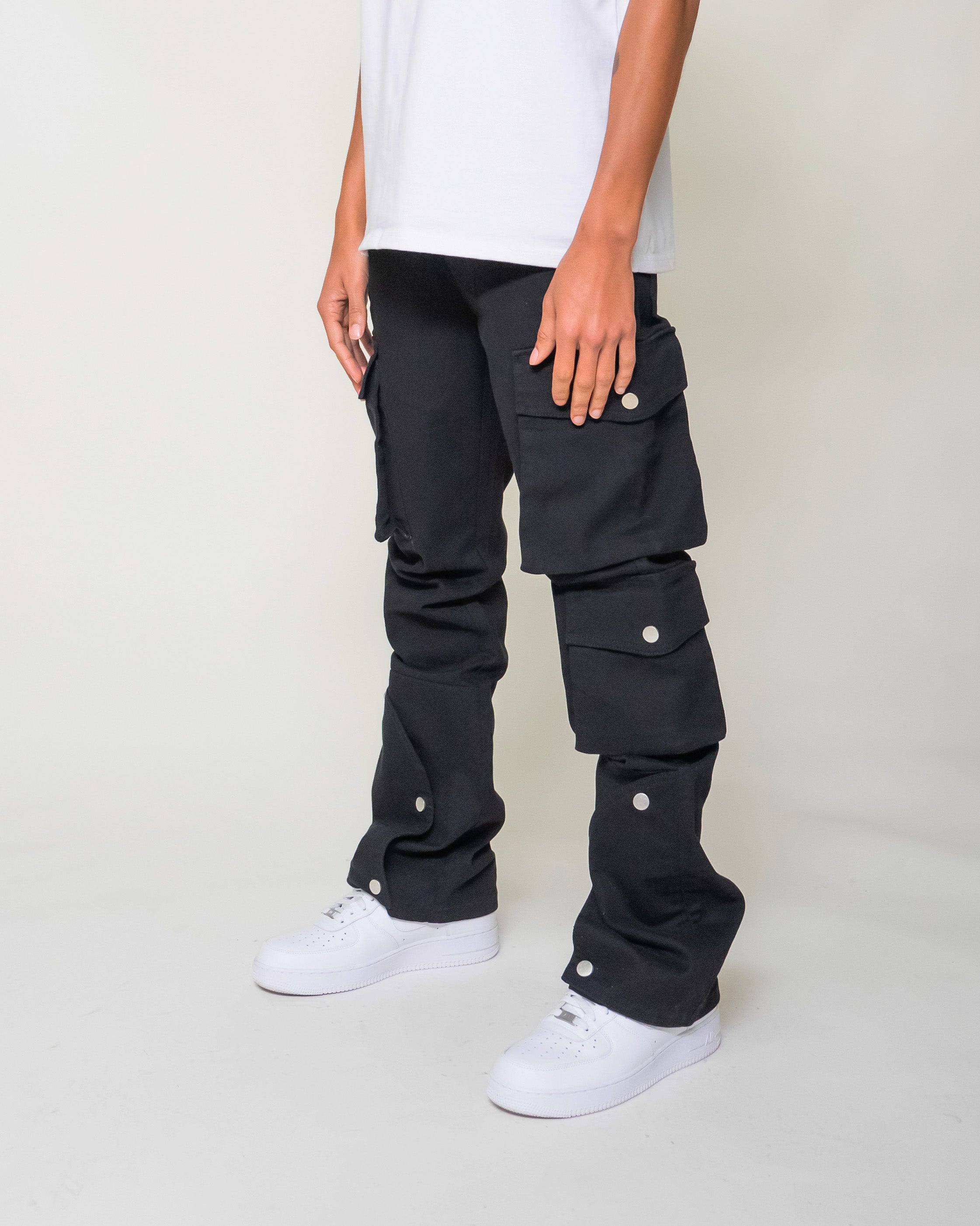 EPTM CLEAN POCKET FLARE PANTS - BLACK