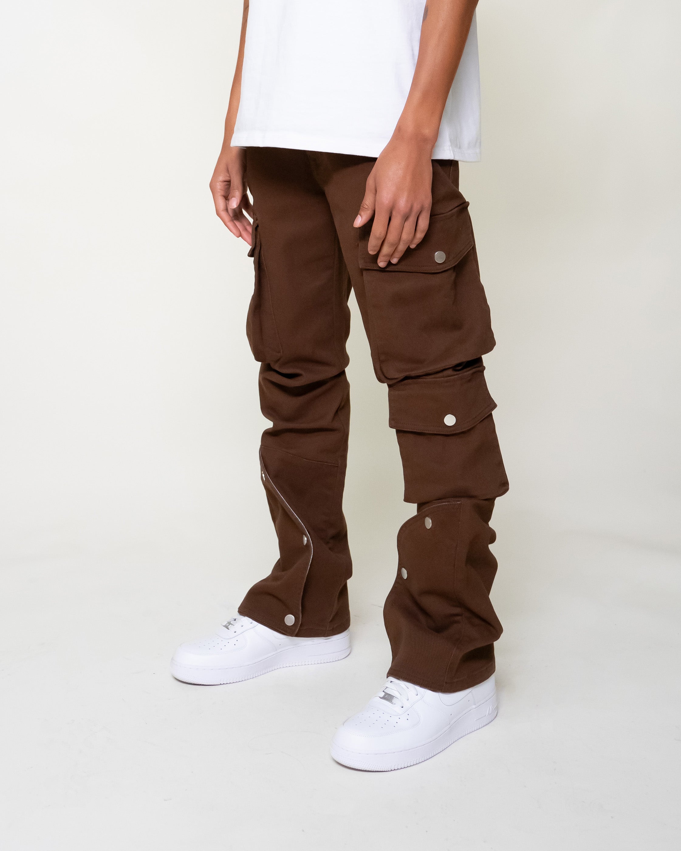 EPTM CLEAN POCKET FLARE PANTS - BROWN