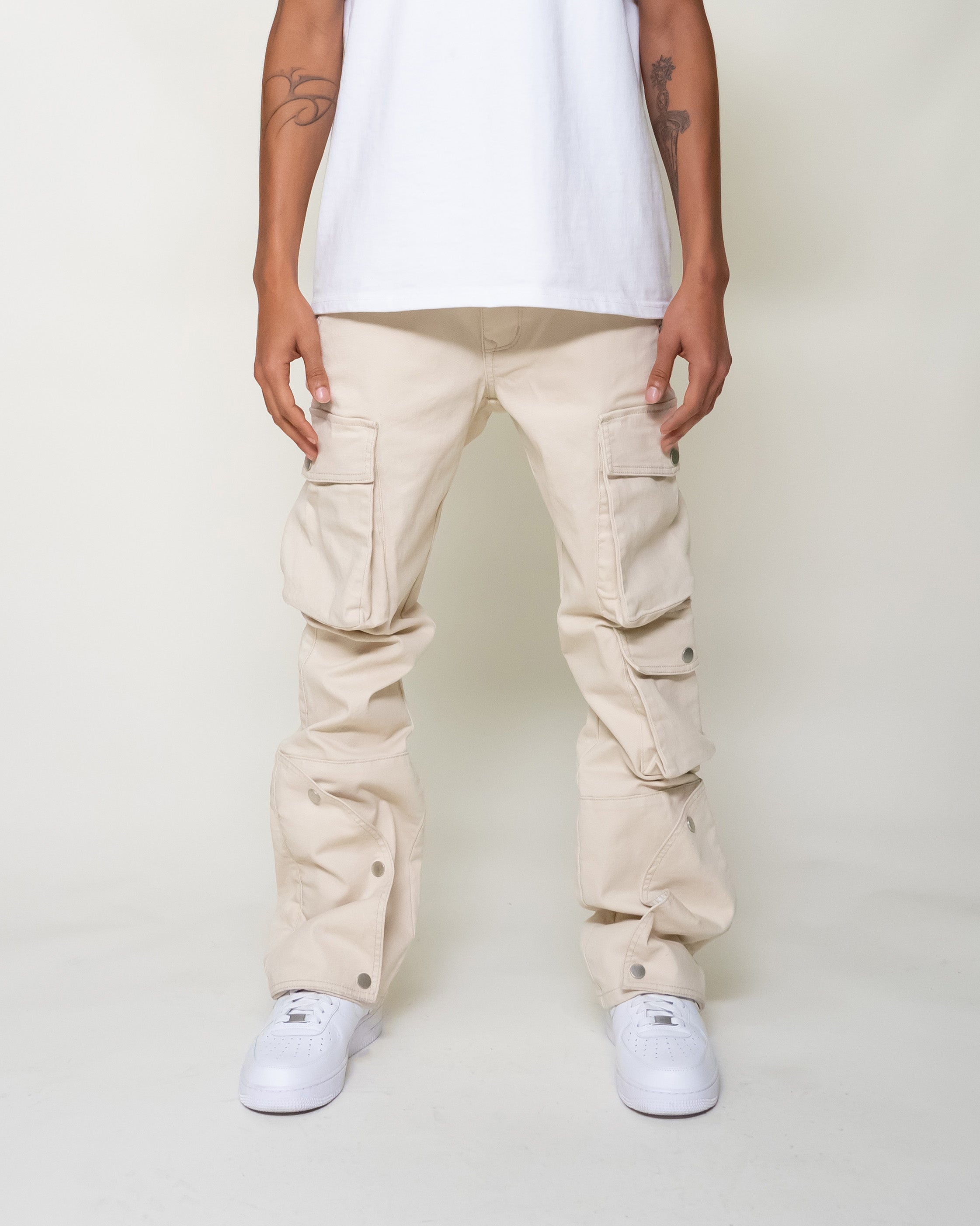 EPTM CLEAN POCKET FLARE PANTS - CREAM