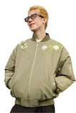 Floral Text Embroidered Bomber Jacket