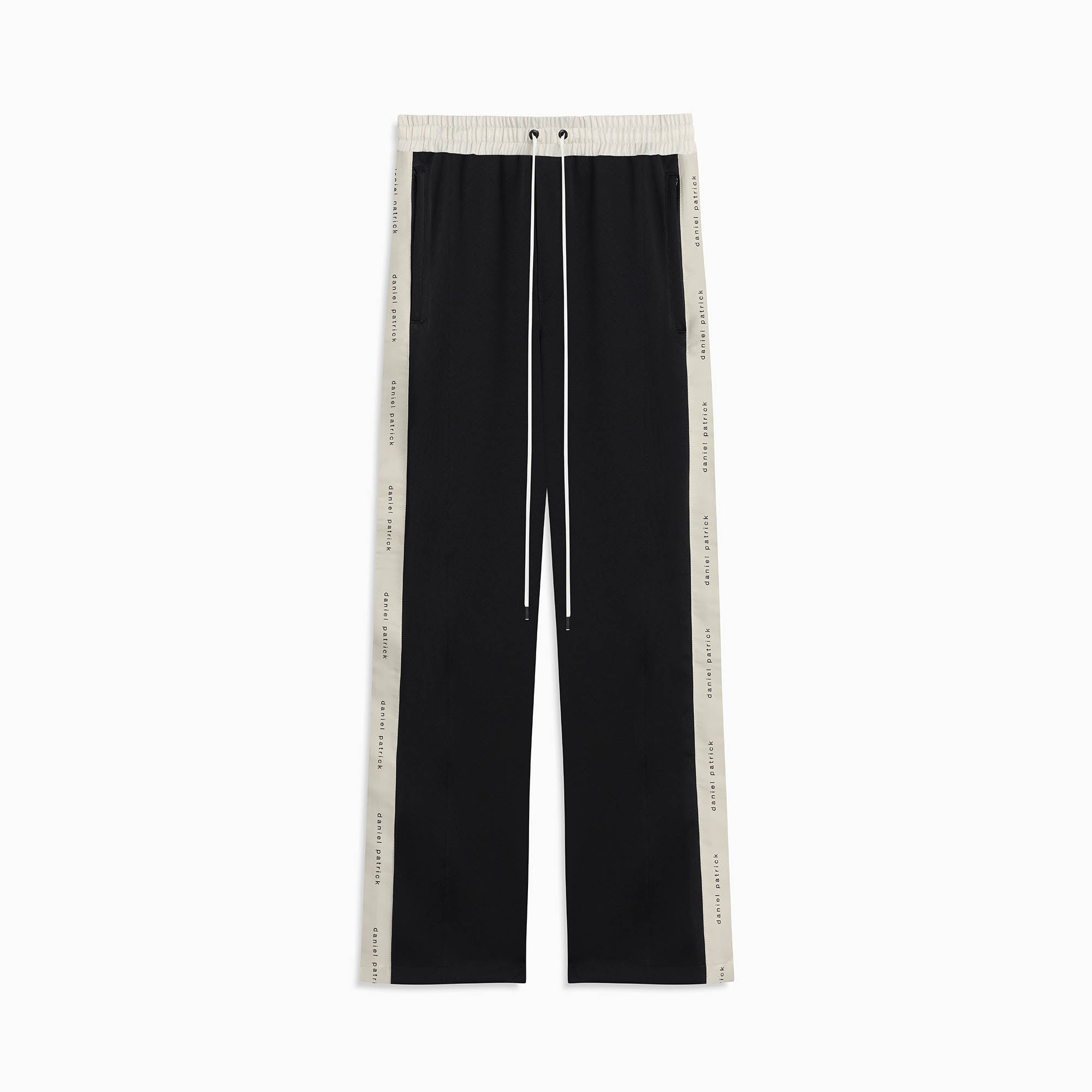 bootcut track pant / black + ivory