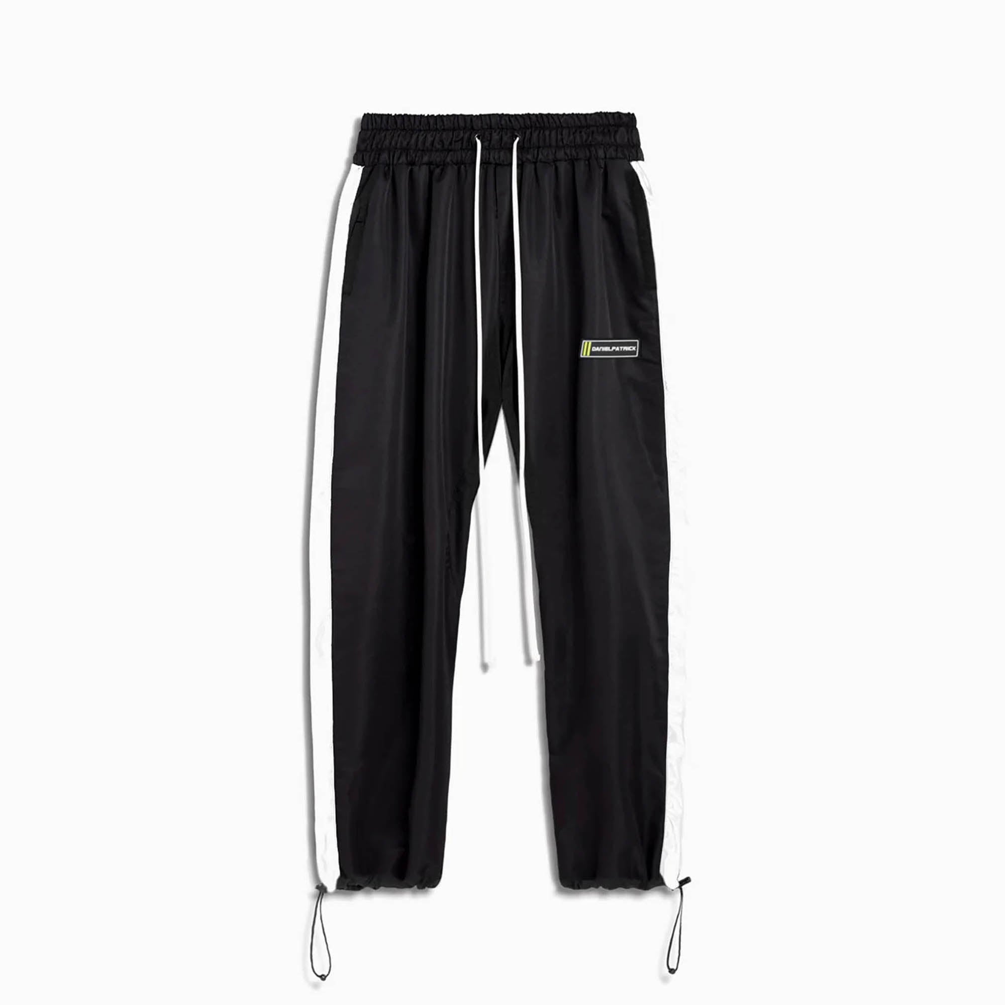 classic parachute track pant / black + ivory