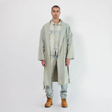 denim robe coat / blue stone wash