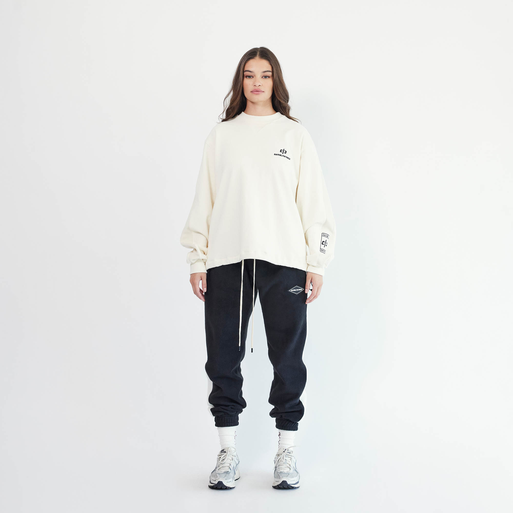 polar fleece roaming sweatpants / black + ivory