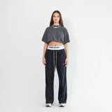 bootcut sweatpants / black polar