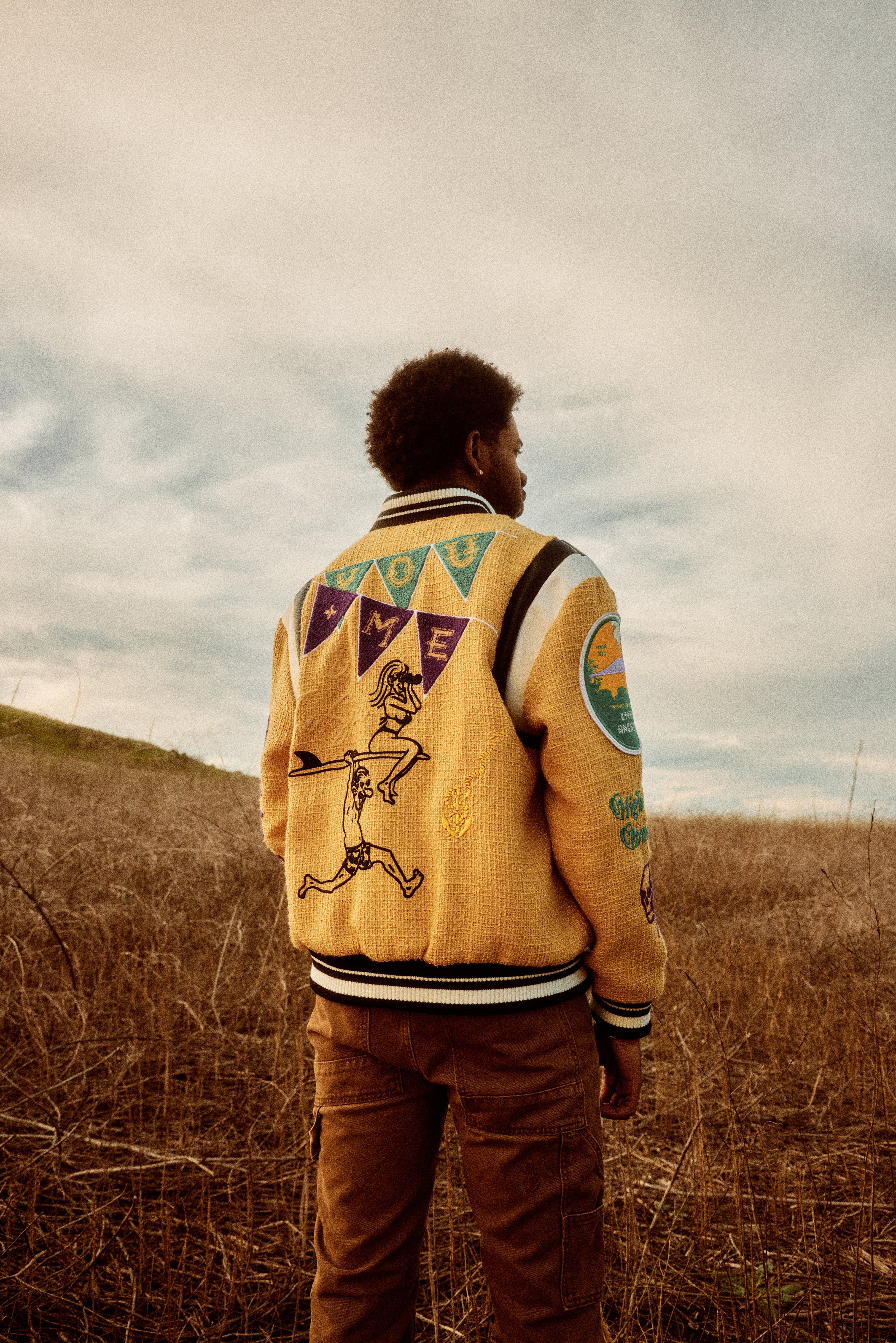 "Lovers" Surf Club Varsity Letterman Jacket (Mellow Yellow)