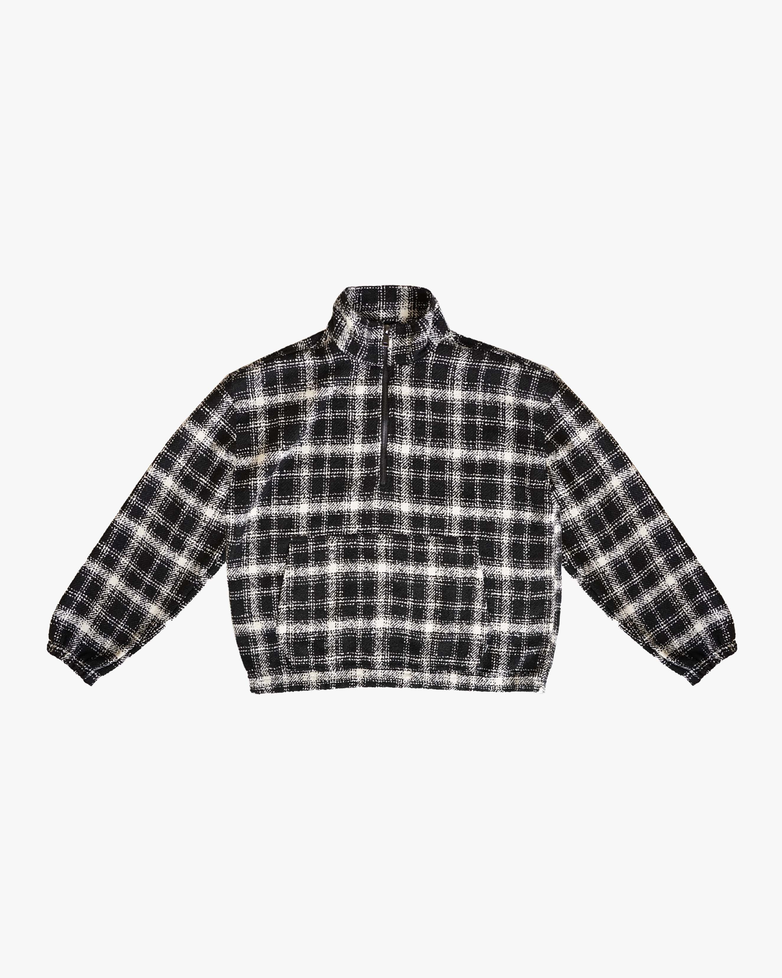 EPTM FLANNEL HALF-ZIP PULLOVER -BLACK