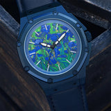 AM407LB - 41 MM VAN GOGH MATTE BLUE WATCH WITH LEATHER STRAP