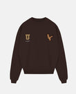 Golden Hills III Embroidered Eagle Crewneck Brown