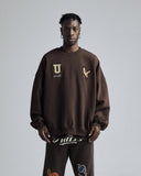 Golden Hills III Embroidered Eagle Crewneck Brown