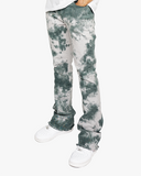 EPTM TIE DYED STACKED FLARE PANTS-GREEN