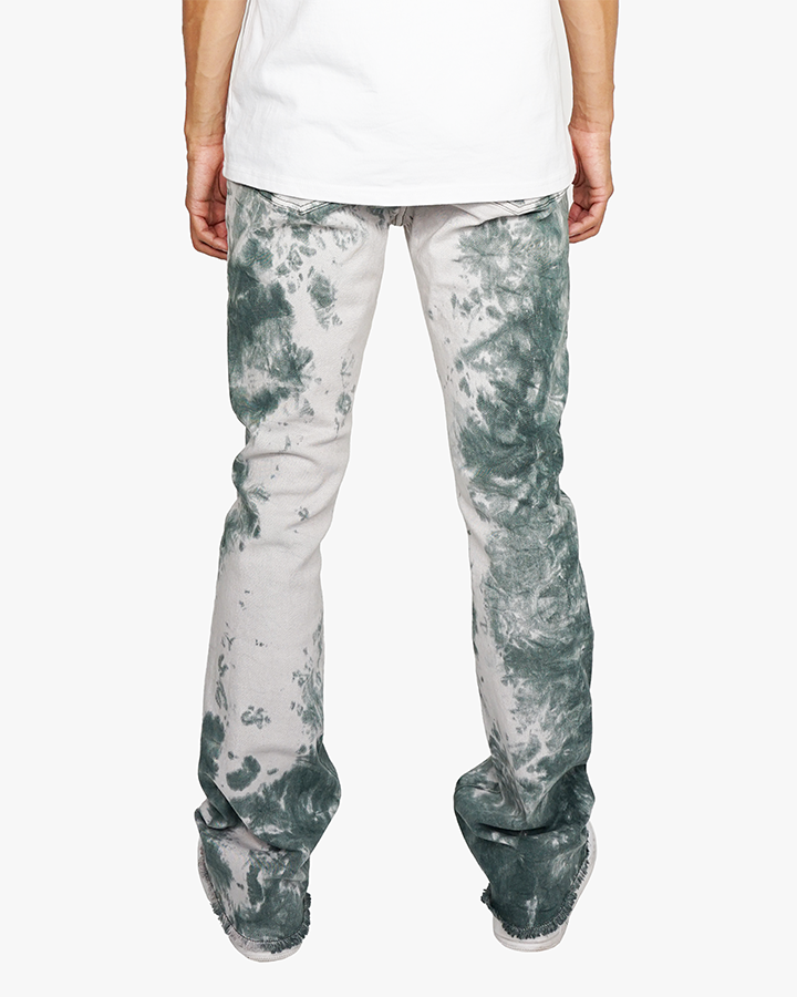 EPTM TIE DYED STACKED FLARE PANTS-GREEN