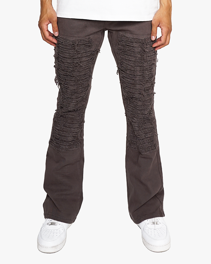 EPTM DISTRESSED CARPENTER FLARE PANTS-GREY