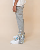 EPTM PAINT SNAP FLARED PANTS - HEATHER GREY