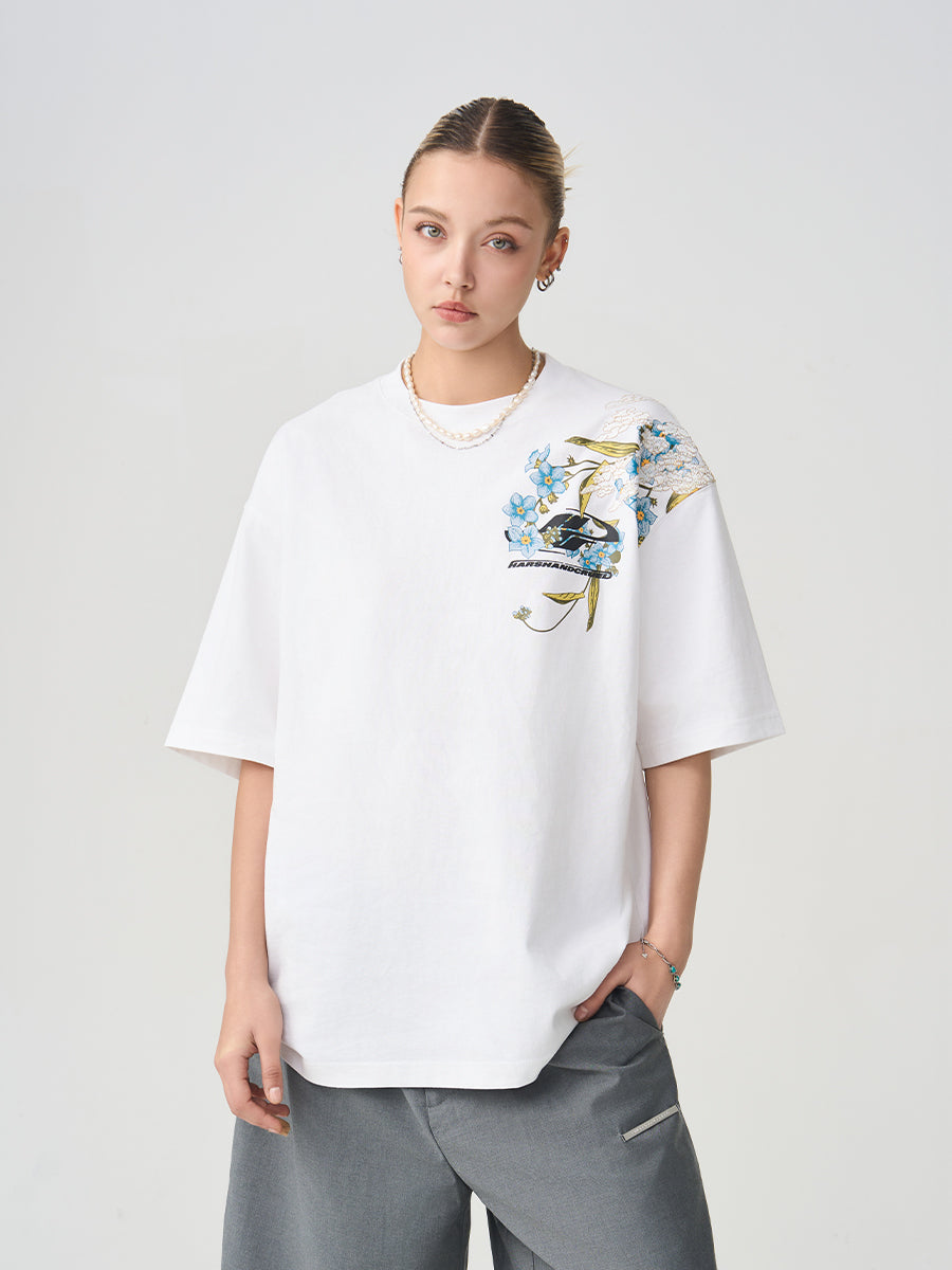 Floral Embroidery Logo Tee