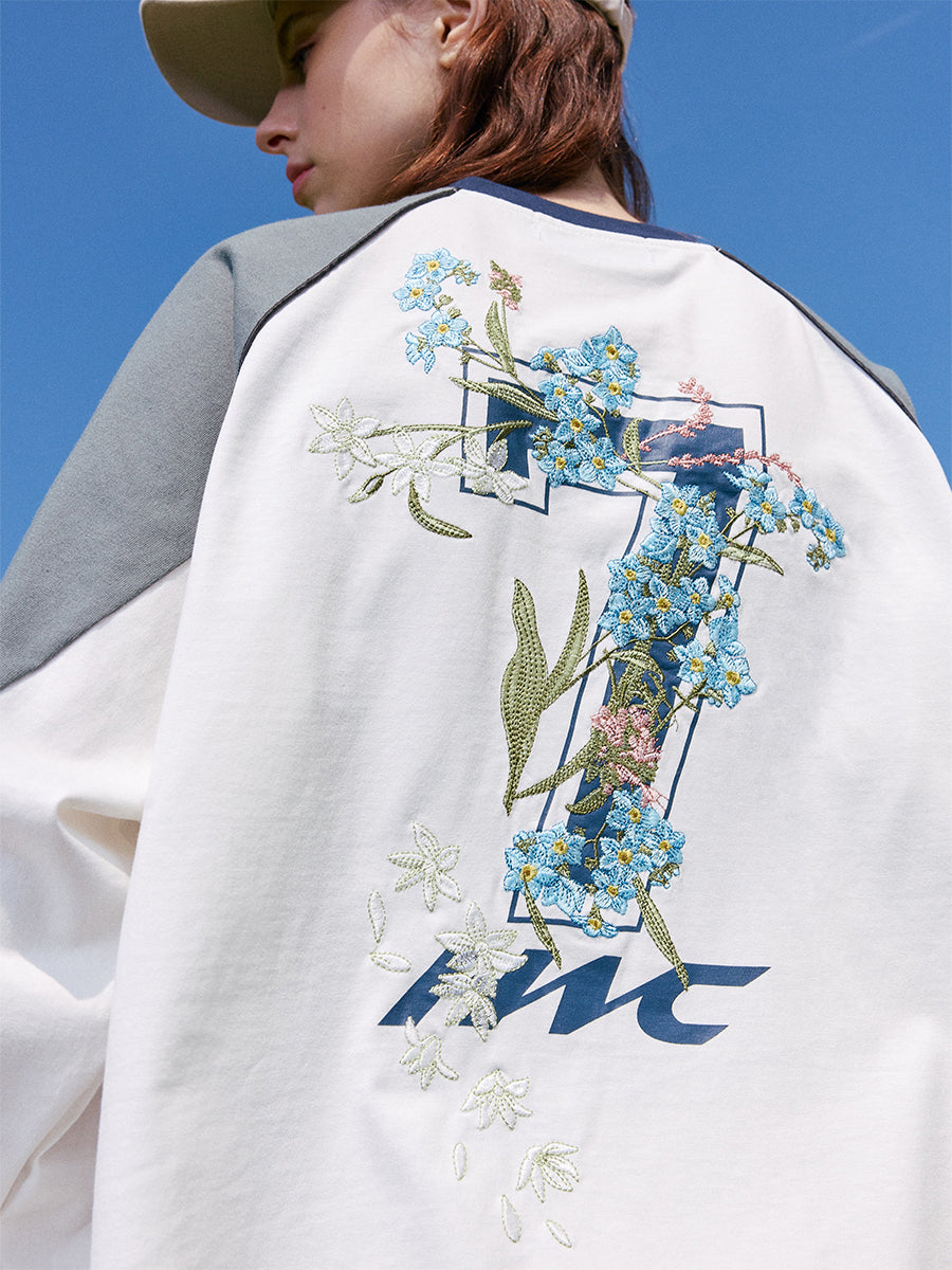 Floral Embroidery Jersey Logo Tee