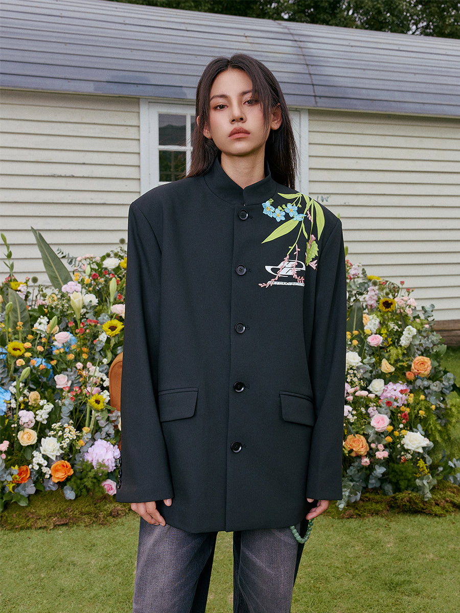 Floral Embroidery Suit Jacket