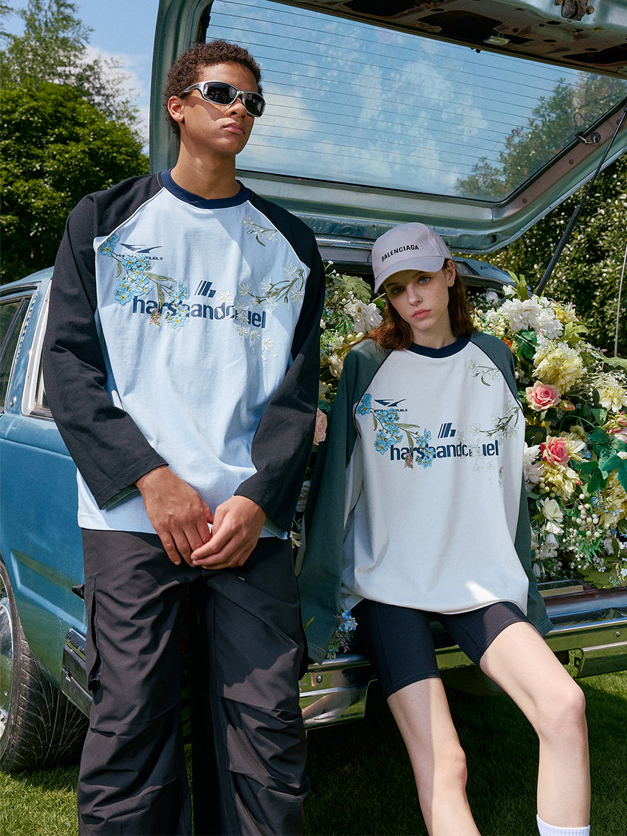 Floral Embroidery Jersey Logo Tee