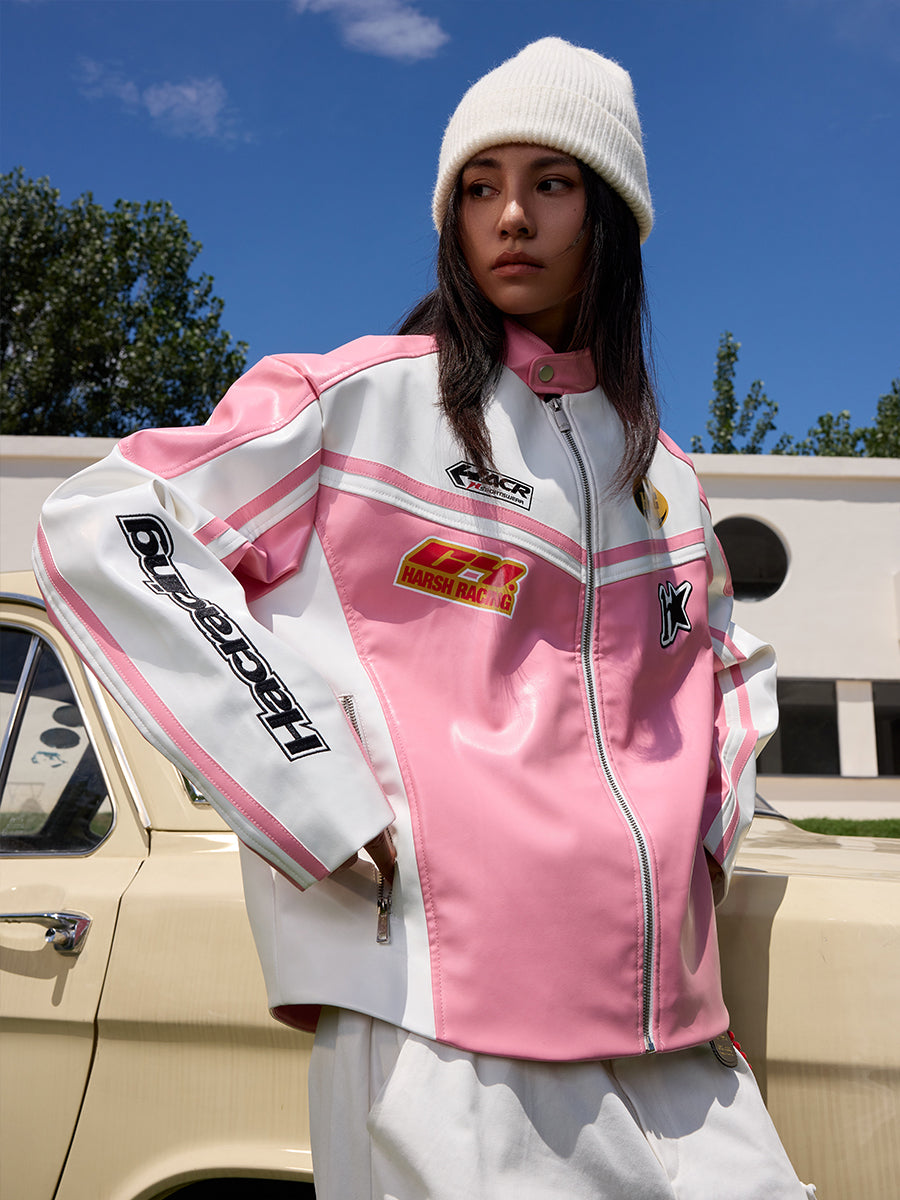 Barbie Pink Embroidered Racing Jacket