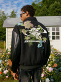 Floral Embroidery Logo Varsity Jacket