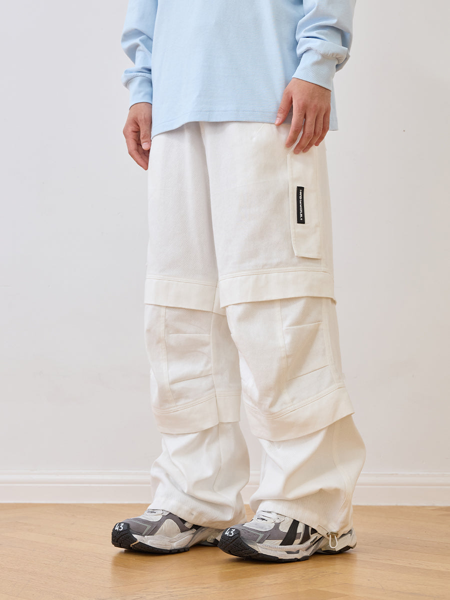 Zipper Pleated Paratrooper Pants