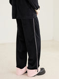 Velvet Colorblock Wide-Leg Trousers