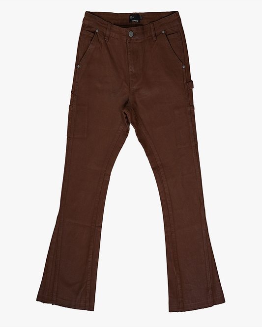 EPTM MACKY FLARE WAX PANTS-BROWN