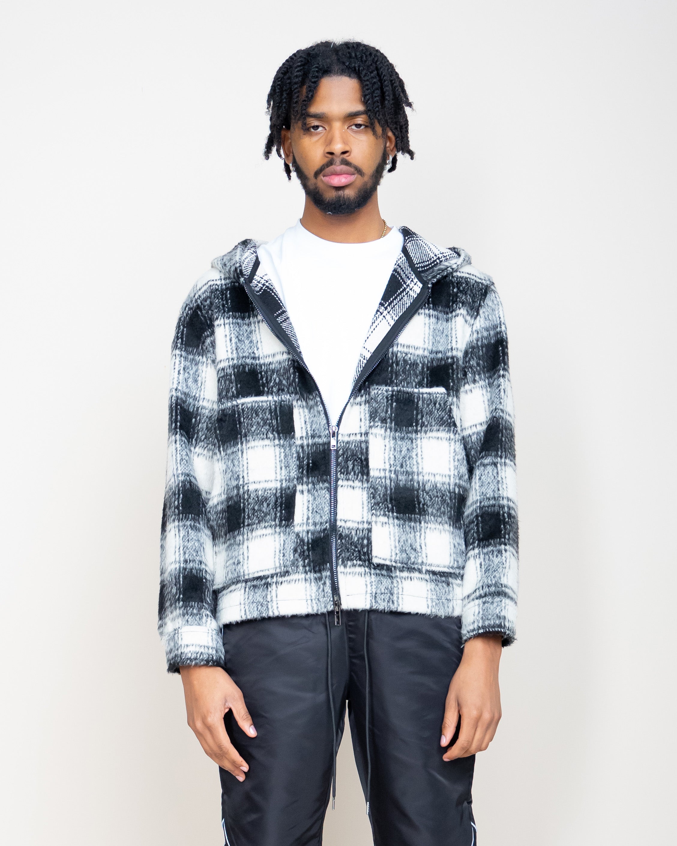 EPTM MOHAIR FLANNEL JACKET-BLACK/WHITE