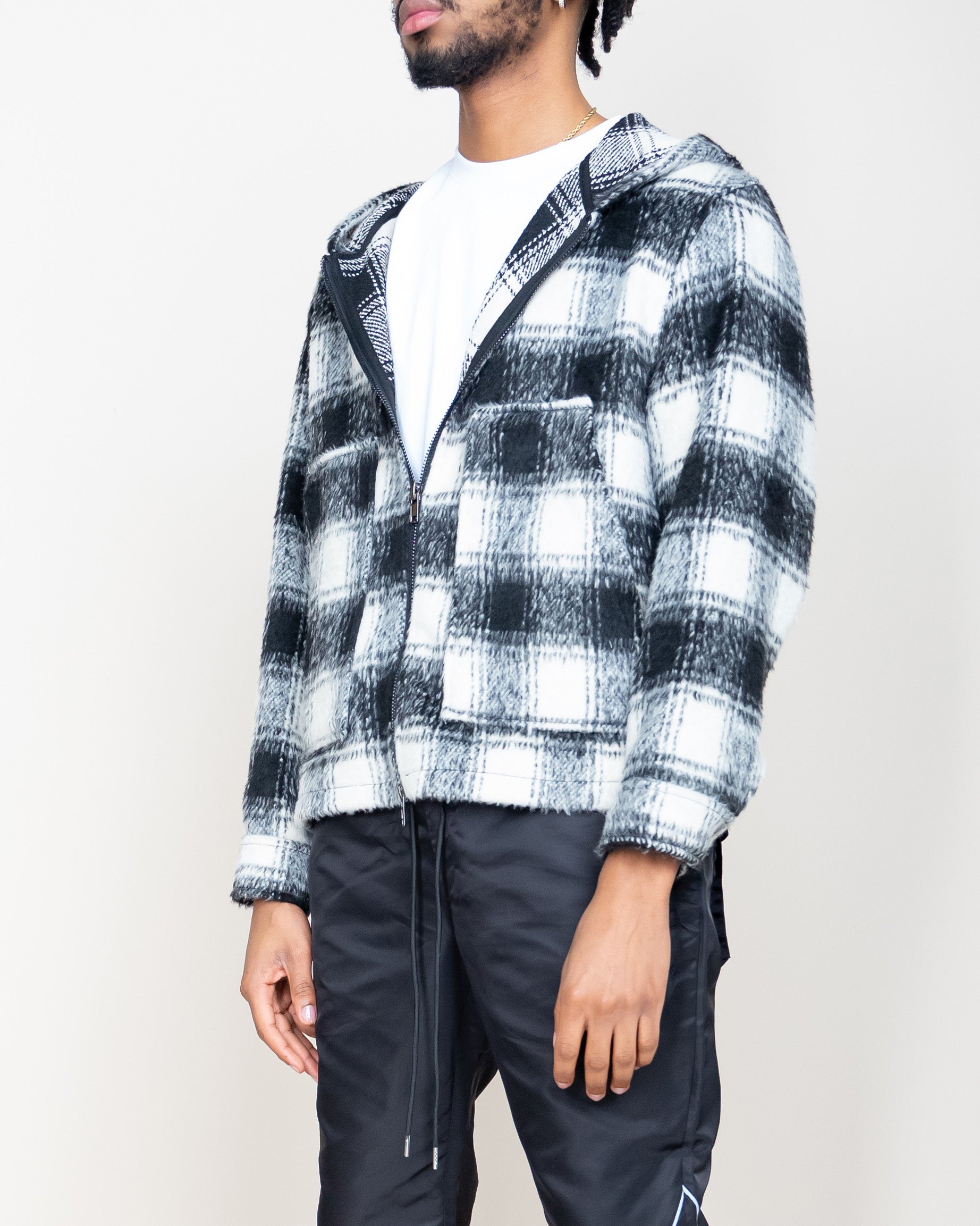 EPTM MOHAIR FLANNEL JACKET-BLACK/WHITE