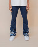 EPTM PAINT SNAP FLARED PANTS - NAVY