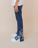 EPTM PAINT SNAP FLARED PANTS - NAVY