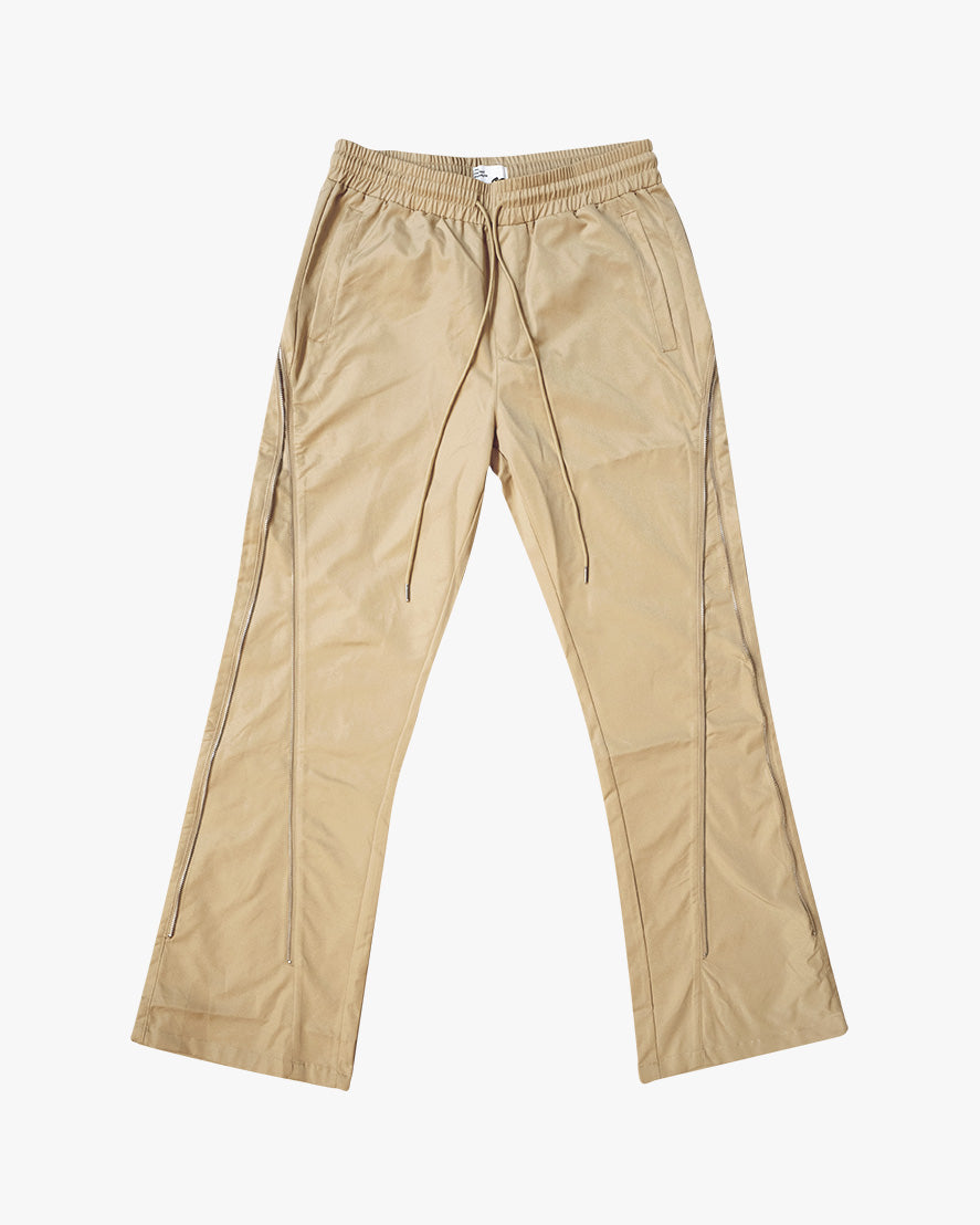 EPTM NYLON ZIP FLARED PANTS - TAN