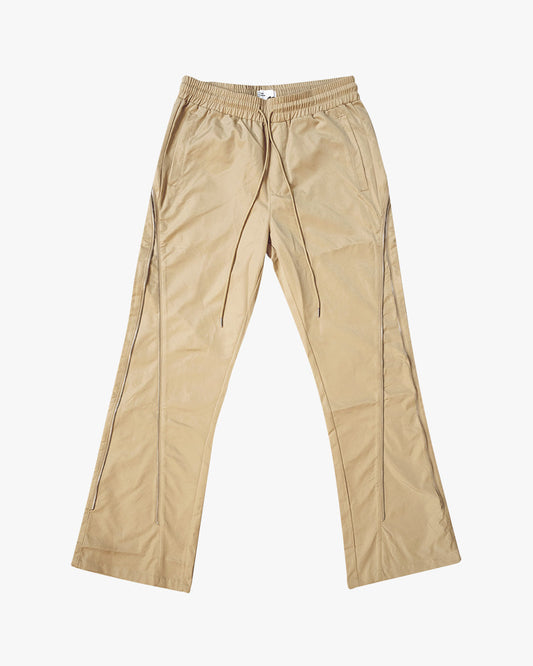 EPTM NYLON ZIP FLARED PANTS - TAN