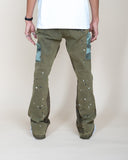 EPTM CAMO POCKET FLARE PANTS-OLIVE