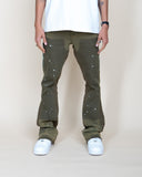 EPTM CAMO POCKET FLARE PANTS-OLIVE