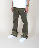 EPTM CAMO POCKET FLARE PANTS-OLIVE